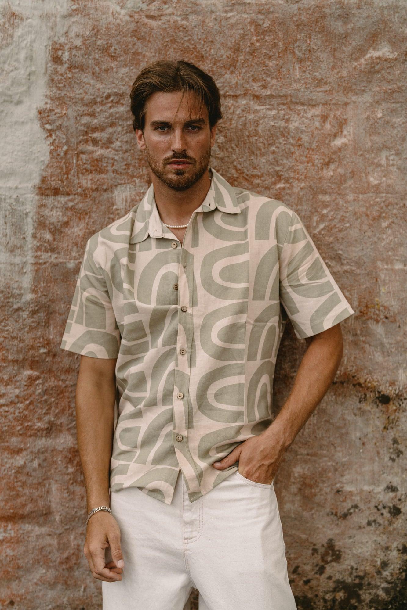 Archipelago View Linen and Organic Cotton Shirt - The Azores Collection - angurä