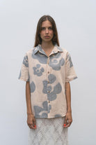 Blue Flowers Linen and Organic Cotton Shirt - The Azores Collection - angurä