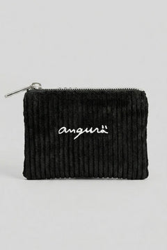 Black corduroy zip wallet