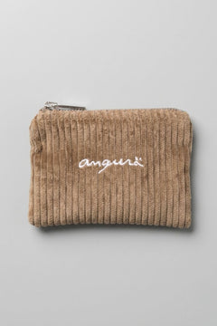 Camel corduroy zip wallet