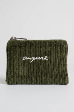 Khaki corduroy zip wallet