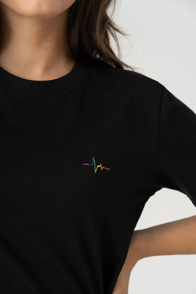 LGBTQI+ Heartbeat - Black Organic T-shirt - angurä